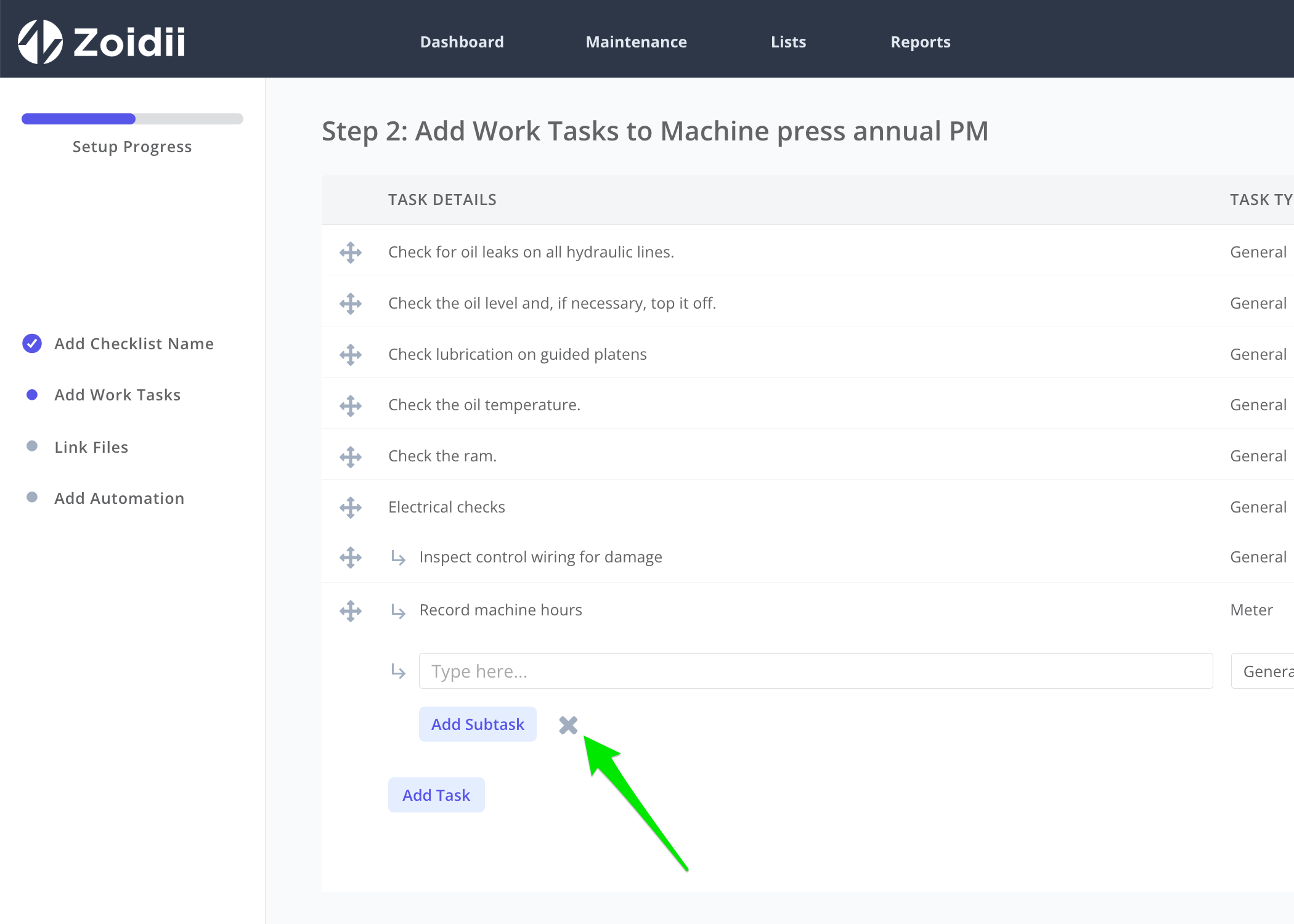 Create new CMMS checklist