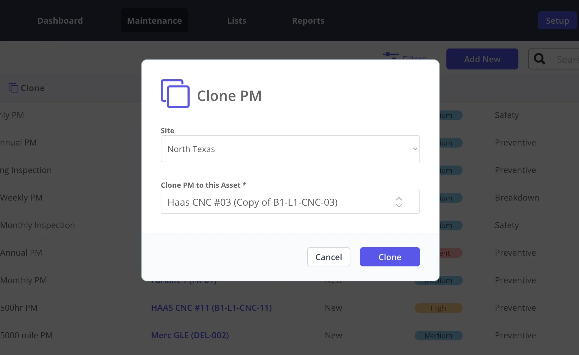 Clone Preventive Maintenance