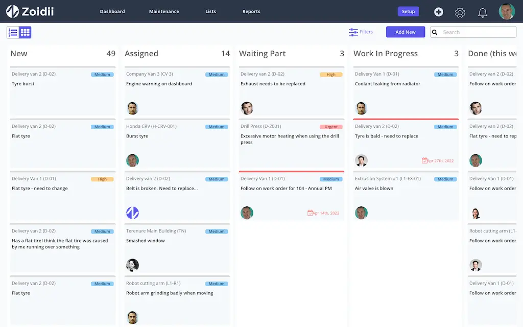 Zoidii CMMS Work Order View