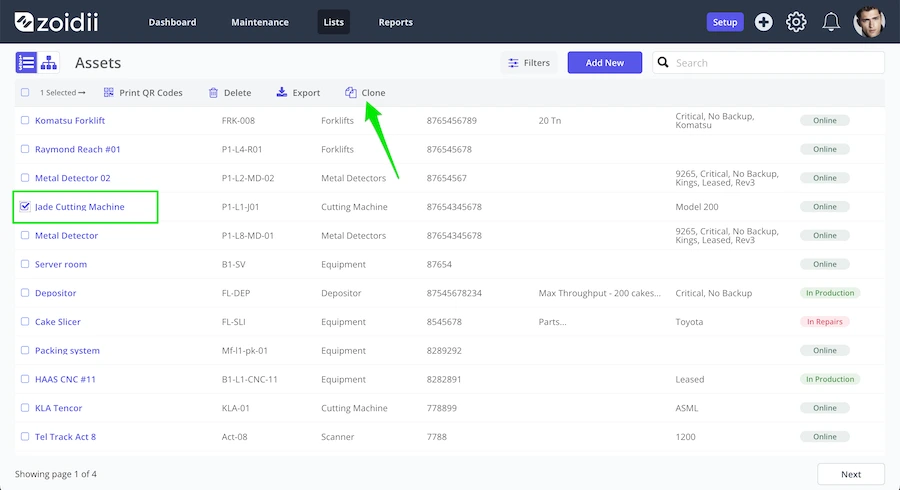 Zoidii Clone Asset Record