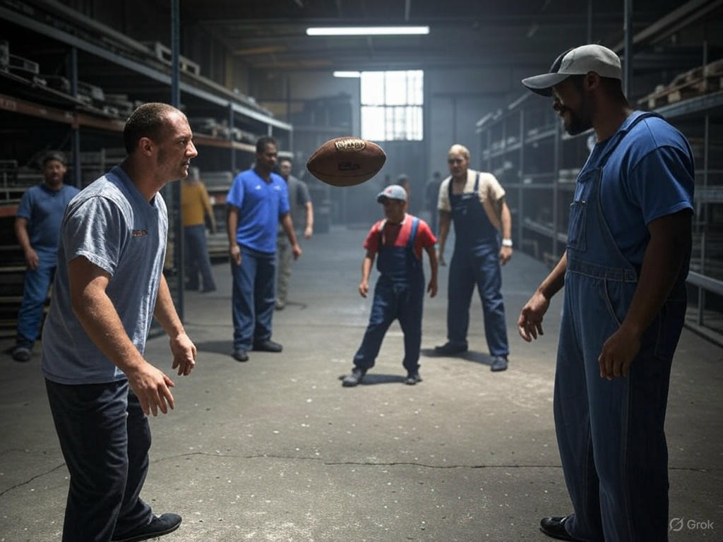Maintenance team playing football