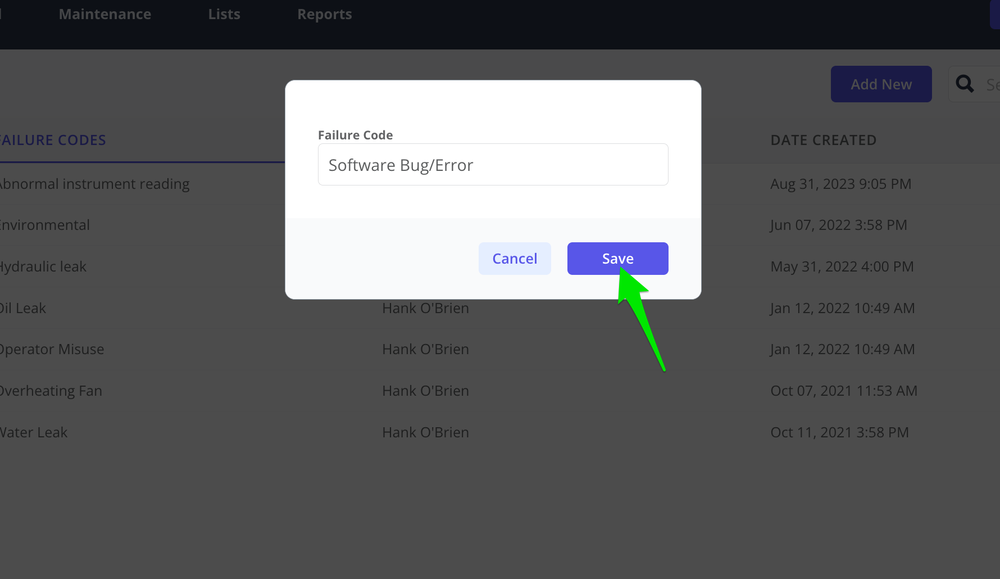 Zoidii Add a New Failure Code