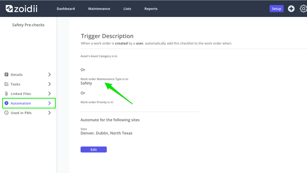 Zoidii Automated Checklist Trigger