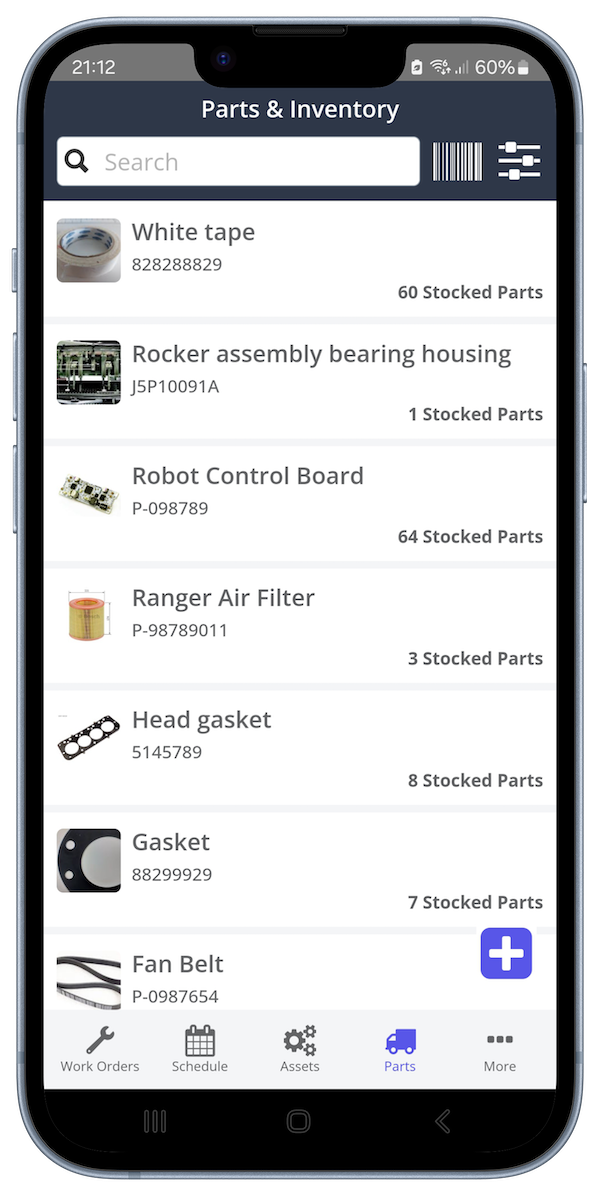 CMMS Parts List