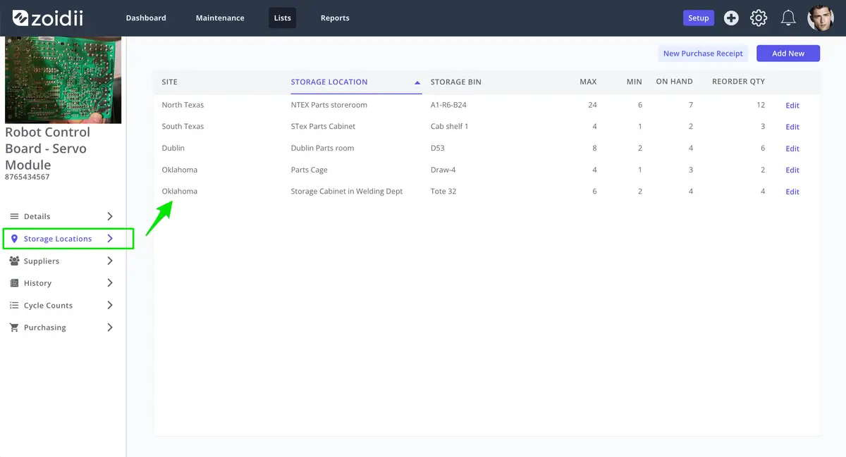 CMMS Parts MultiSite