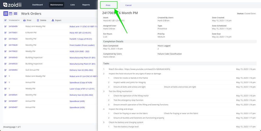 Zoidii Print Work Orders for Audits 5