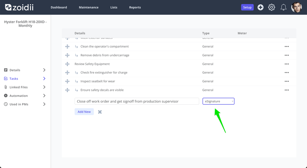 Zoidii Add eSignature to Checklist