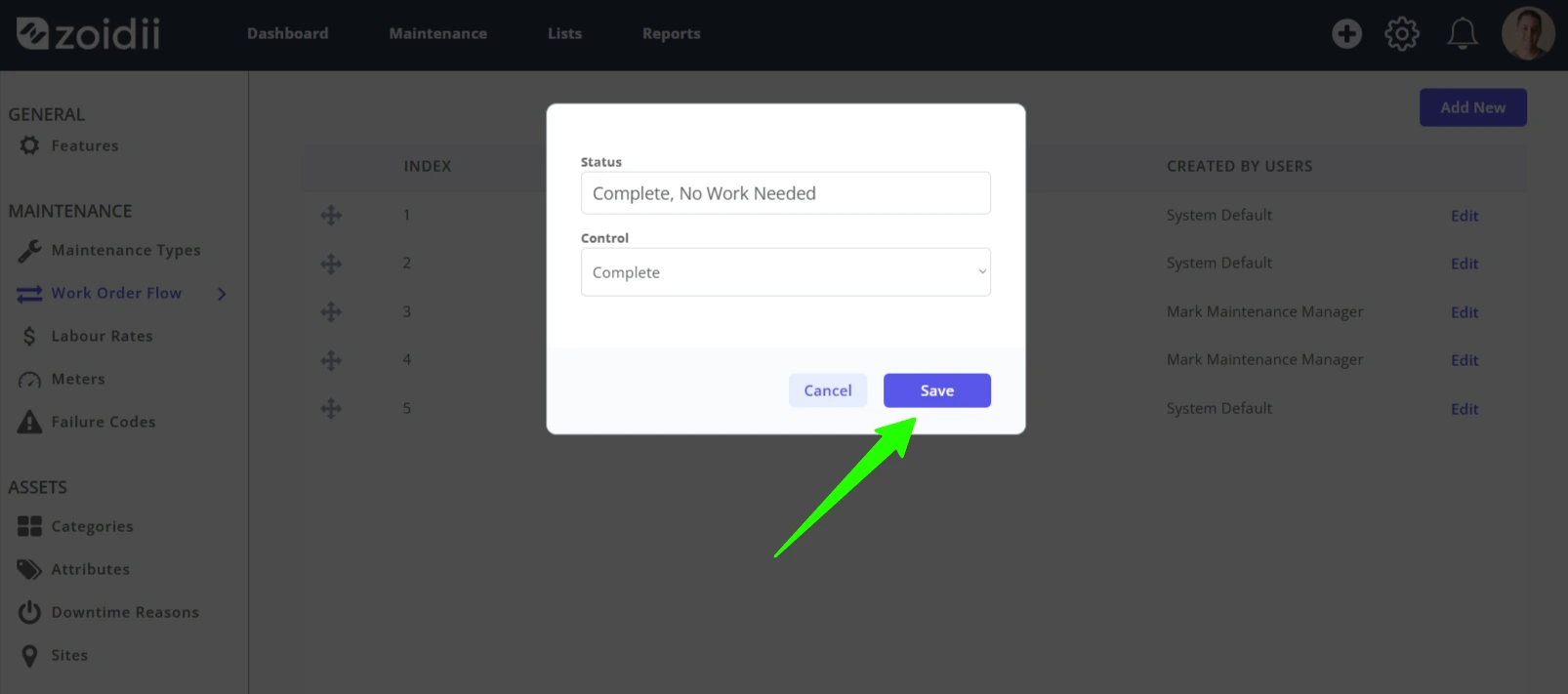 Create a New Work Order Status - 4