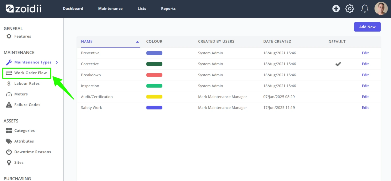 Create a New Work Order Status - 2