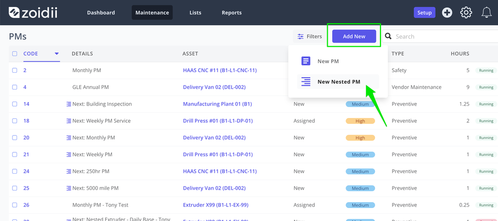 Zoidii Create New Nested PM