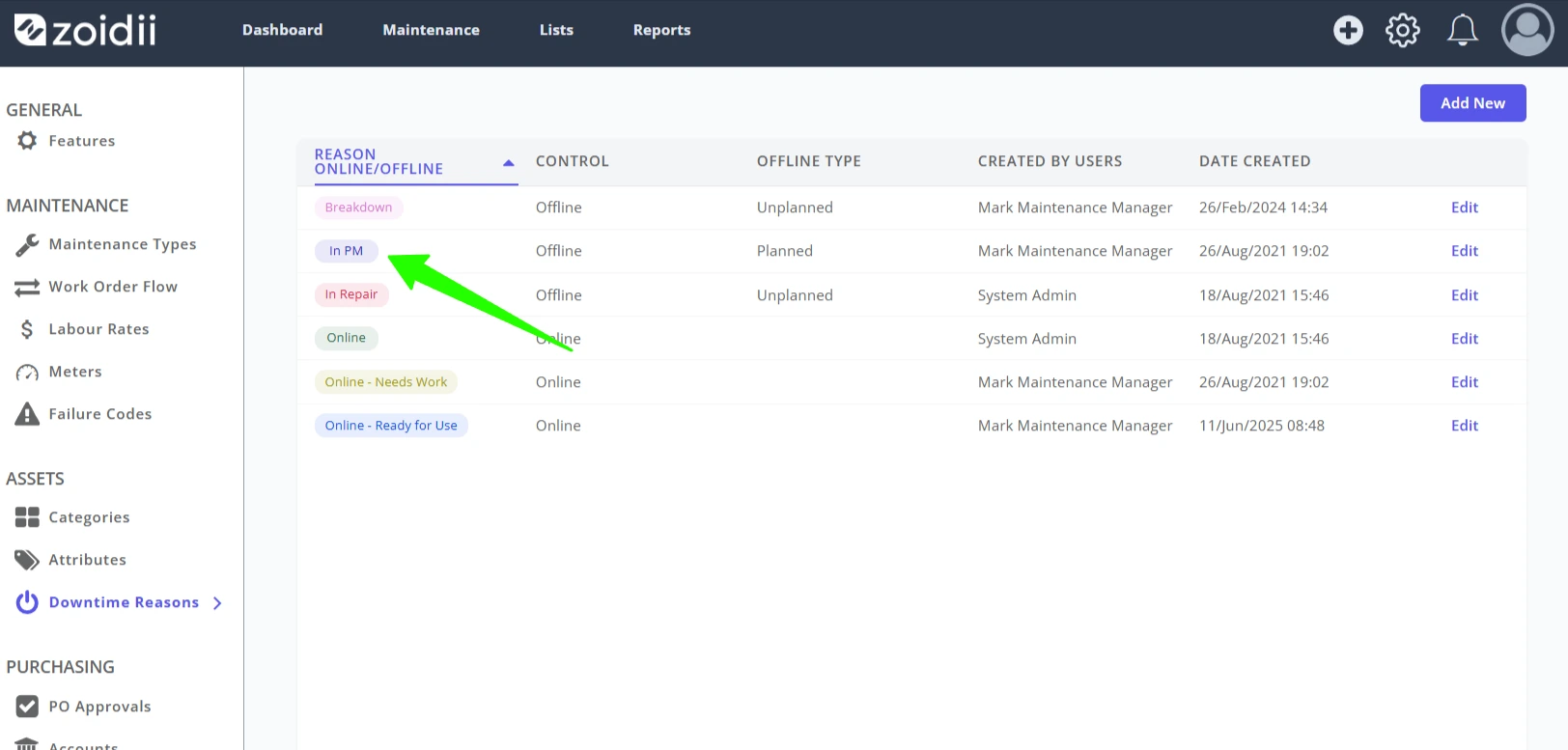 Add Edit Offline or Online Reasons - 9
