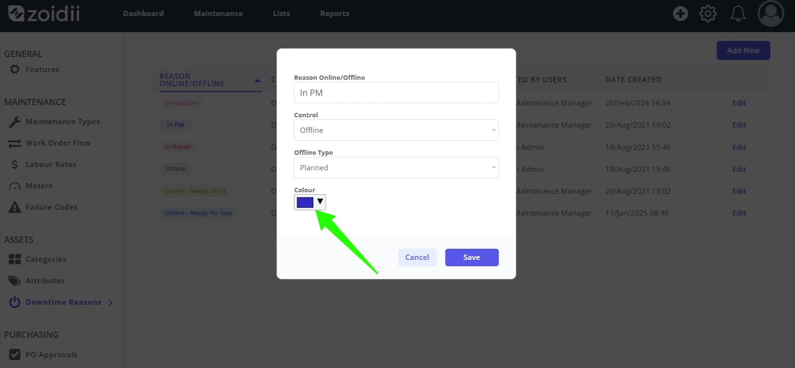Add Edit Offline or Online Reasons - 7