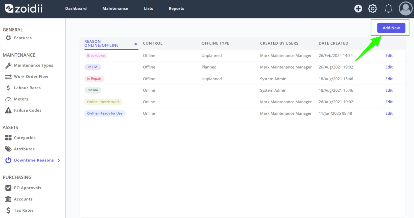 Add Edit Offline or Online Reasons - 3