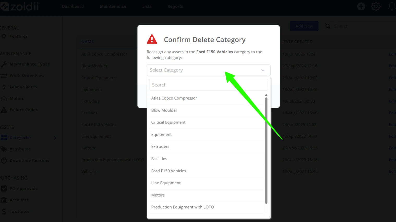 Delete an Asset Category - 5