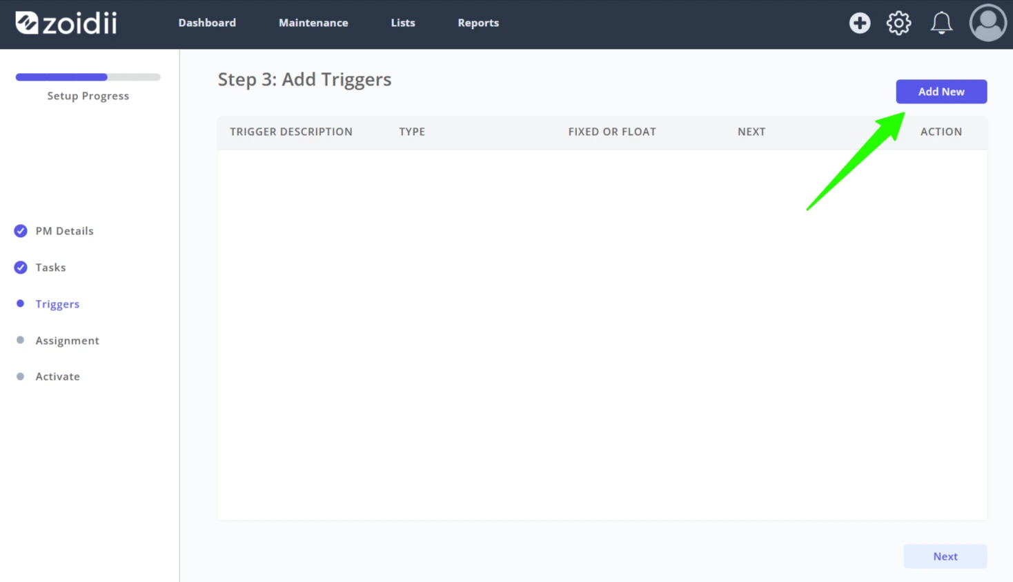 Example: Create a PM Trigger for a Car - 1