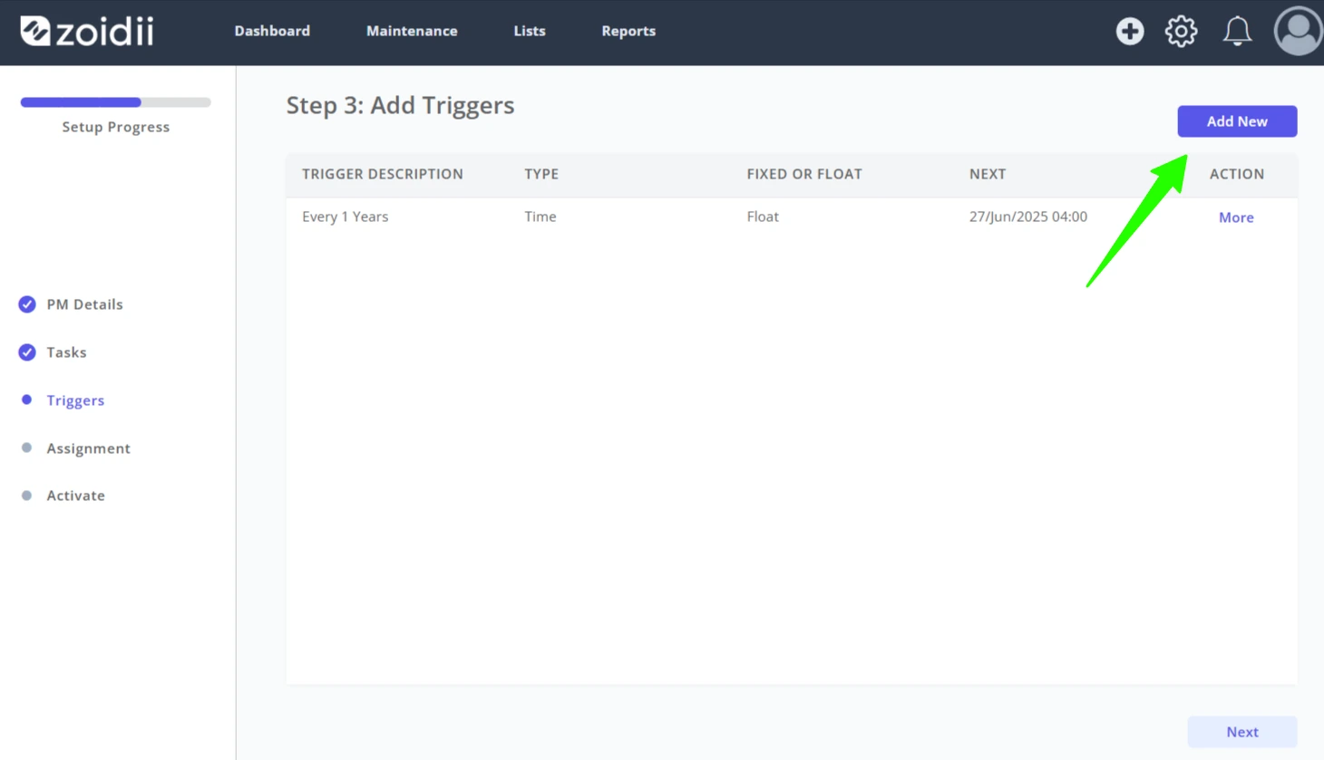 Example: Create a PM Trigger for a Car - 3