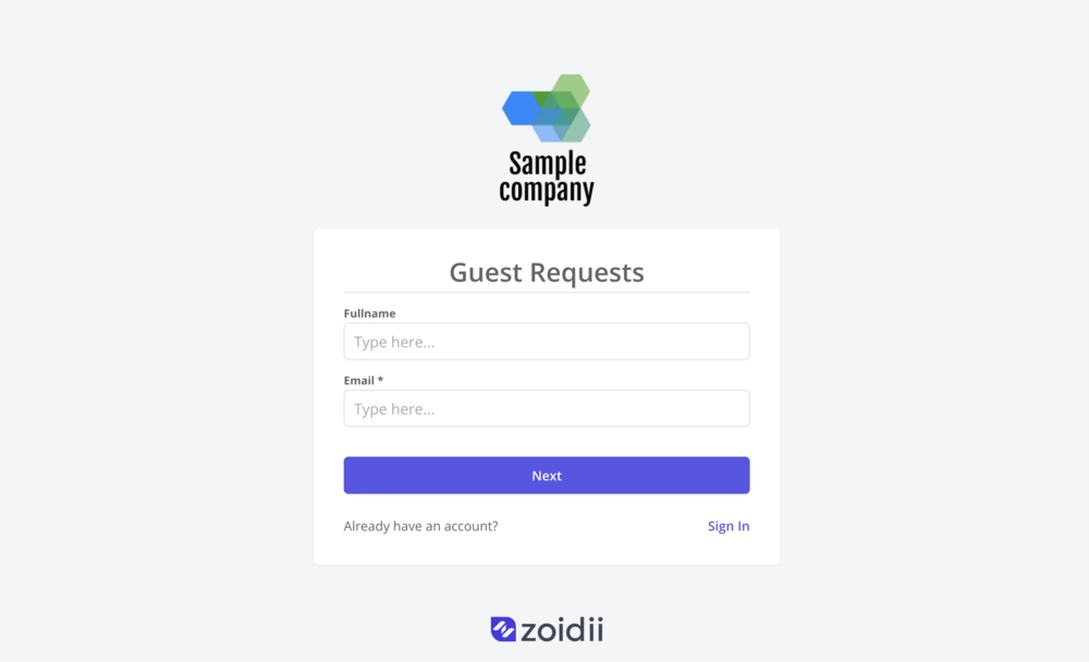 Zoidii Guest Work Request