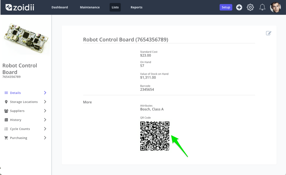 CMMS Part QR Code