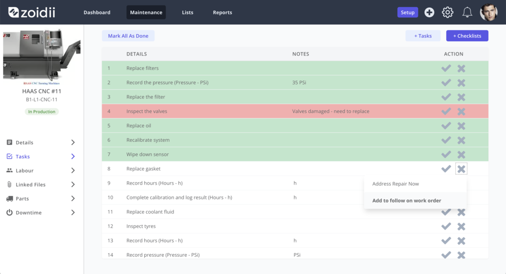 CMMS Follow on work order