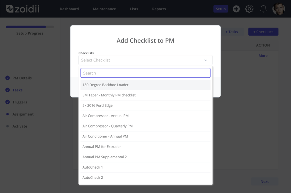 CMMS Checklist Add Tasks