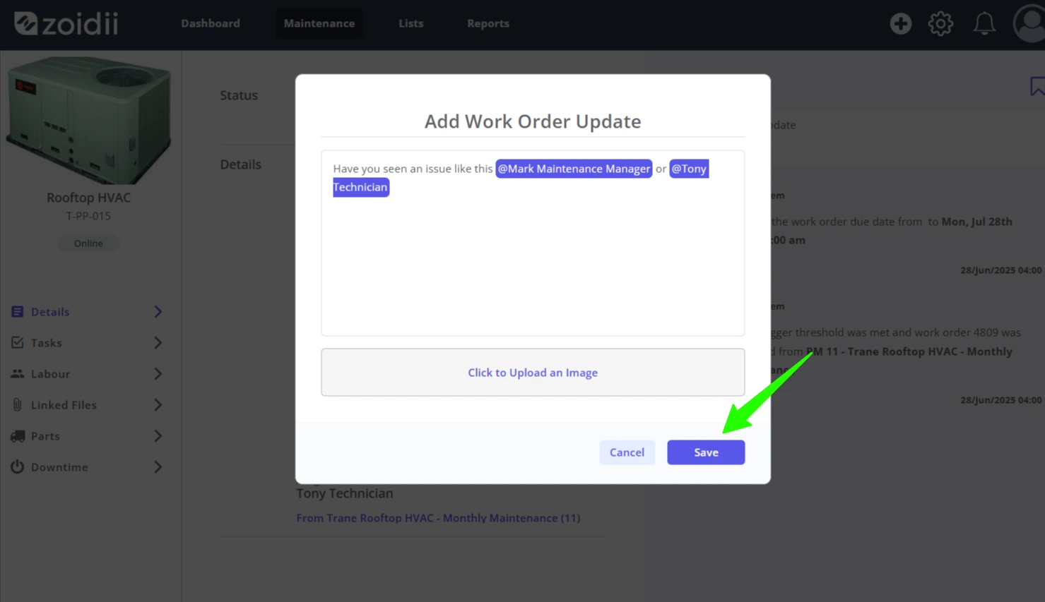 Tag a user on a work order - 3