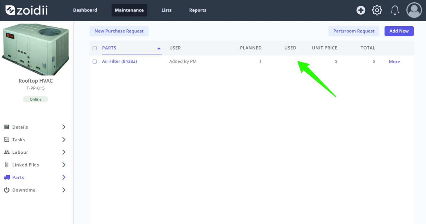 Add Parts to a Work Order - 1