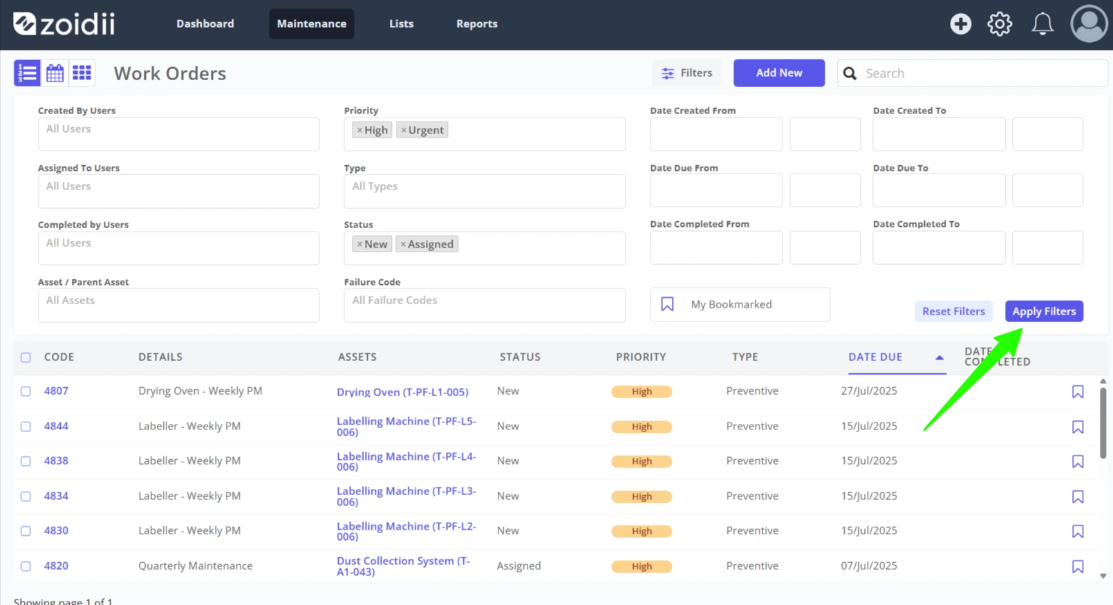 Work Order Filters - 3
