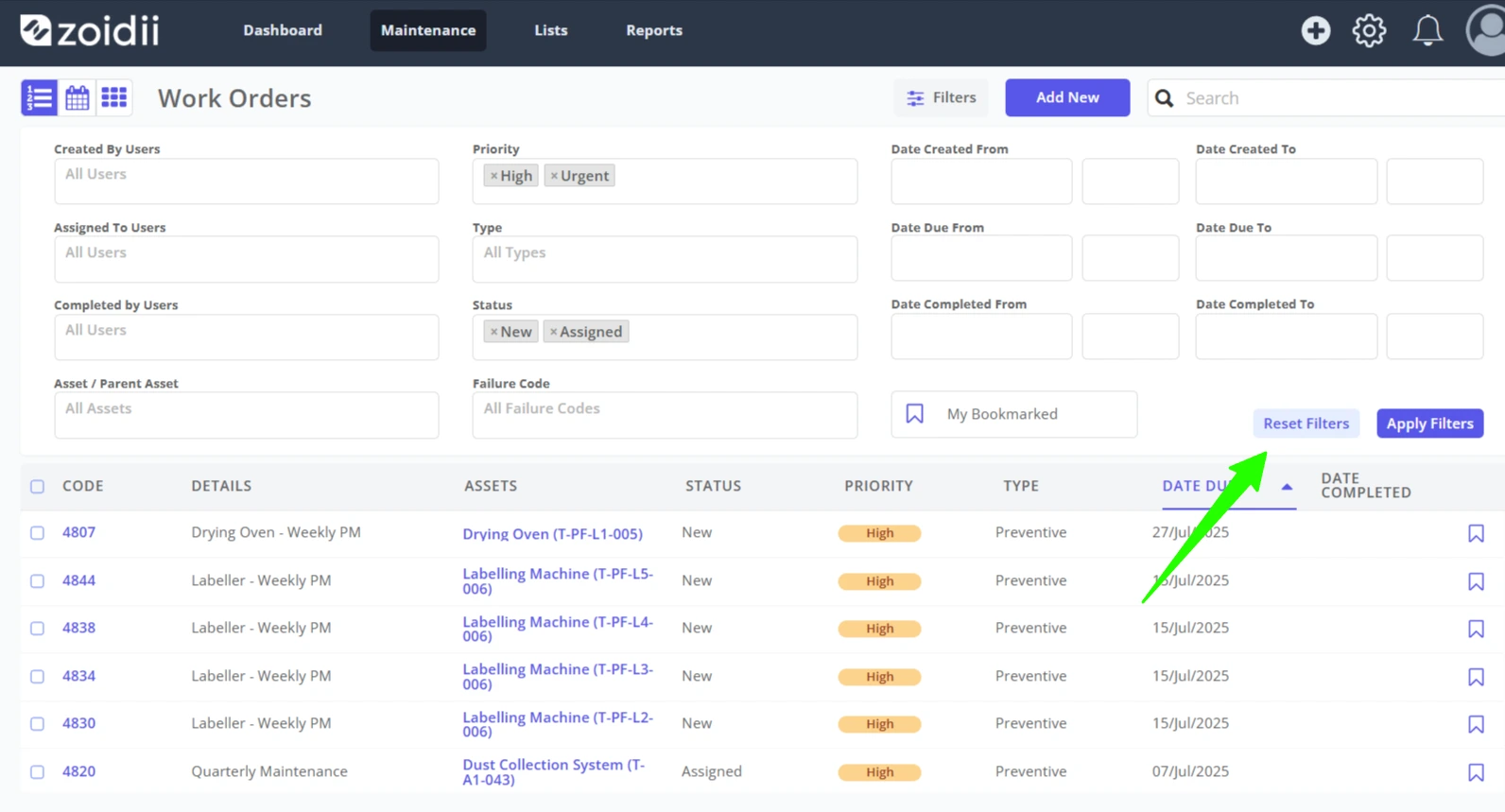 Work Order Filters - 5