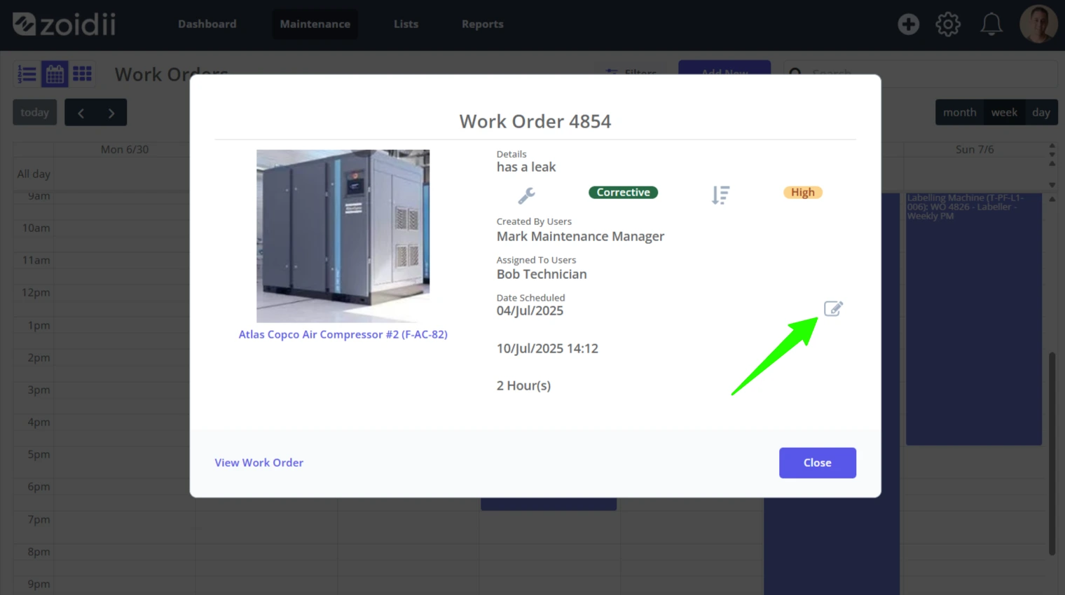 Reschedule a Work Order - 2