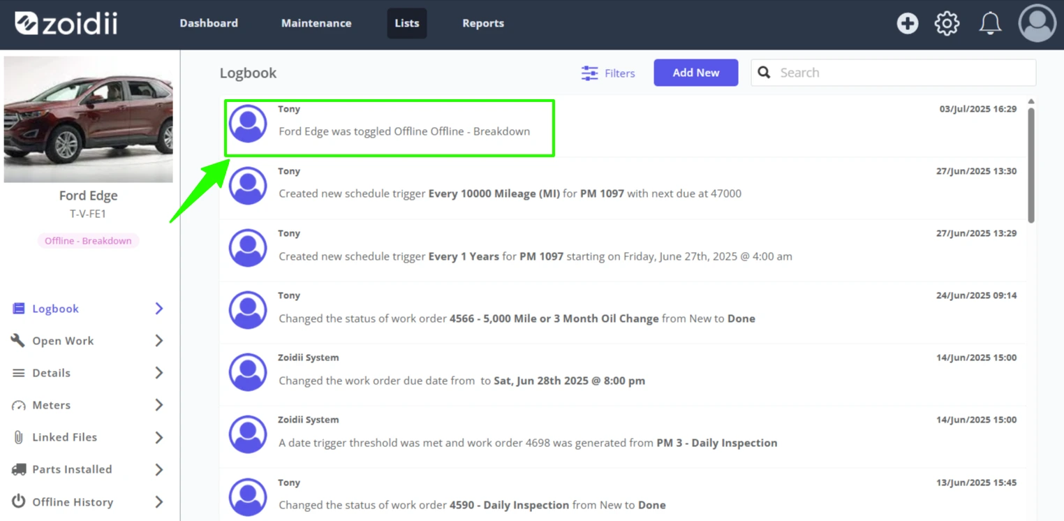 Set an Asset Offline Online - 4