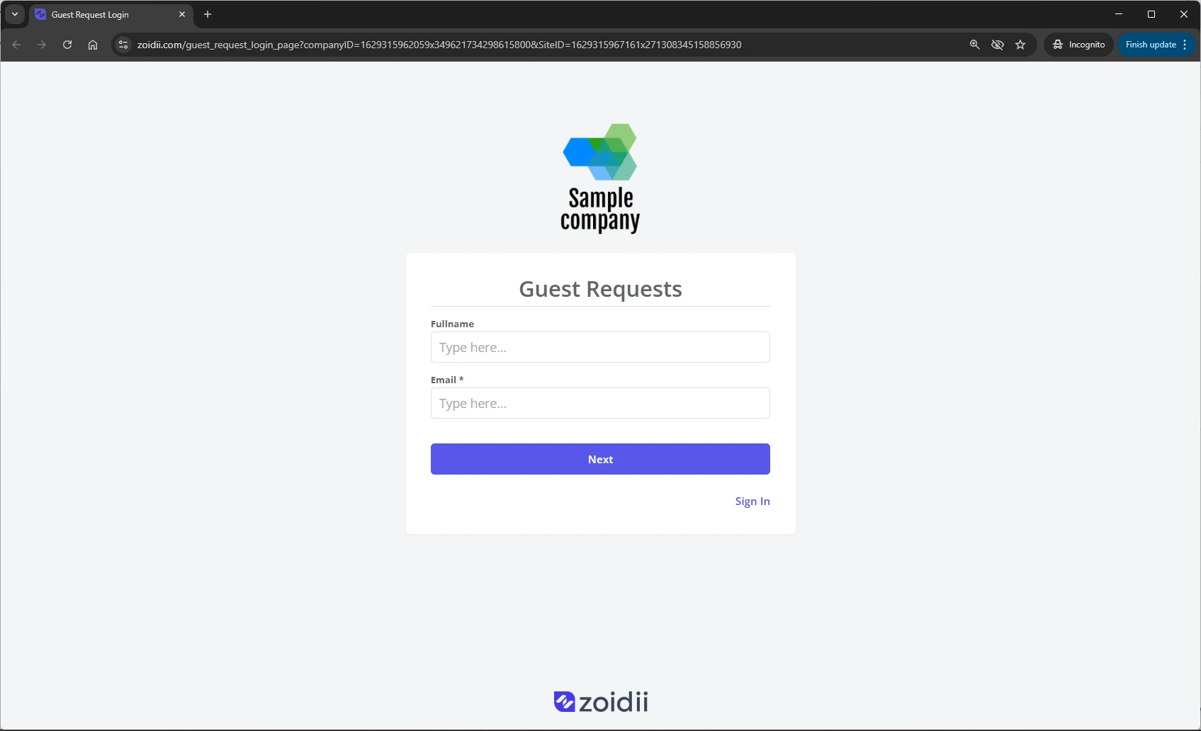 Create a Guest Work Request - 1