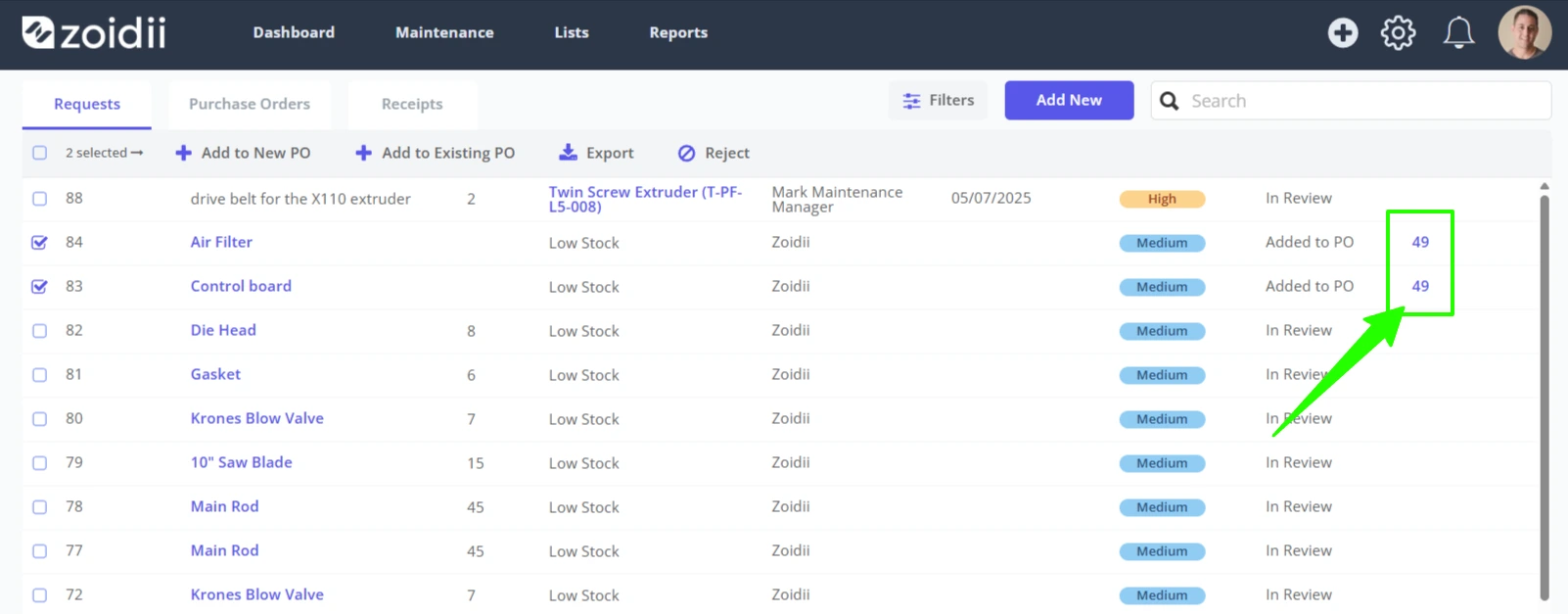 Add Purchase Requests to a New PO - 6