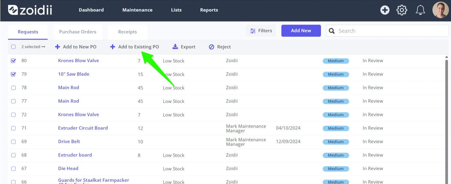 Add Purchase Requests to an Existing PO - 4