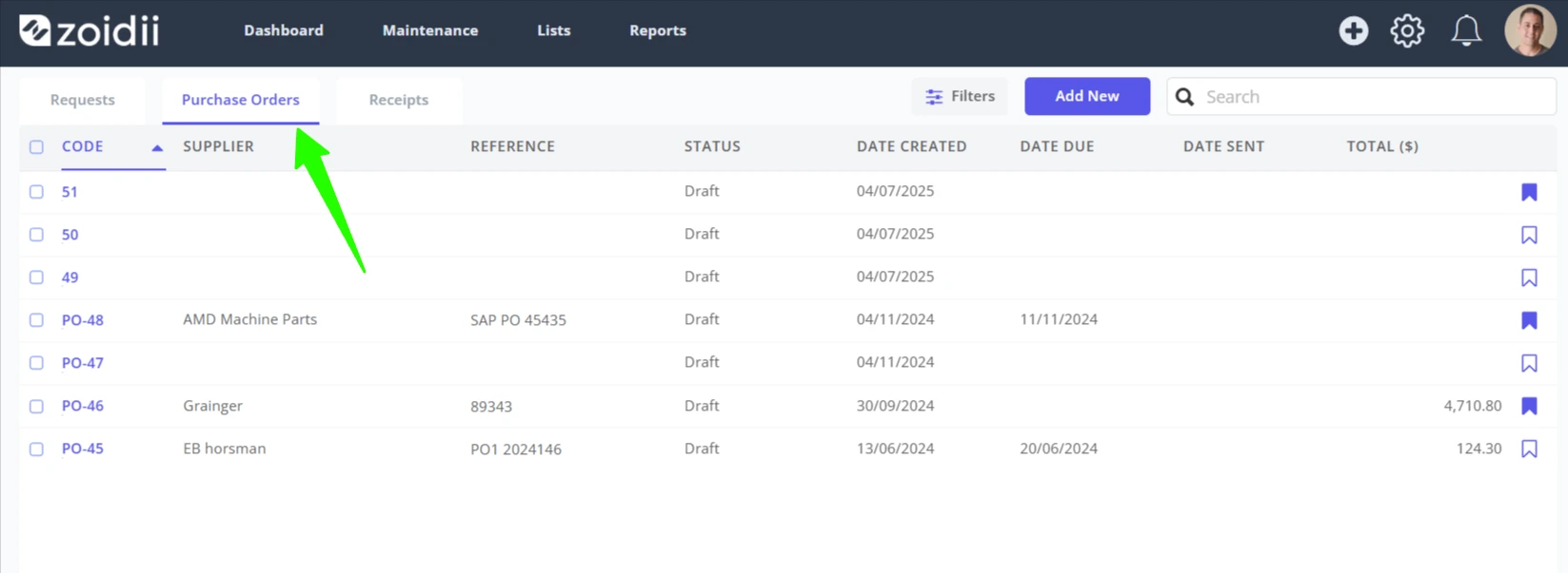 Create a New Purchase Order - 2