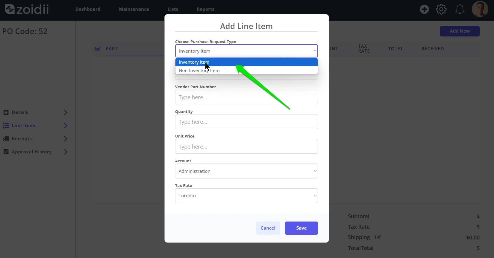 Add Purchase Order Line Items - 3