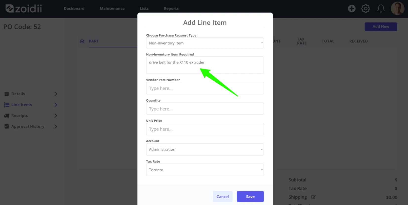Add Purchase Order Line Items - 5