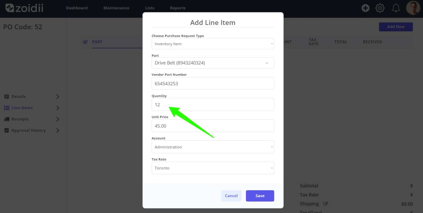 Add Purchase Order Line Items - 7