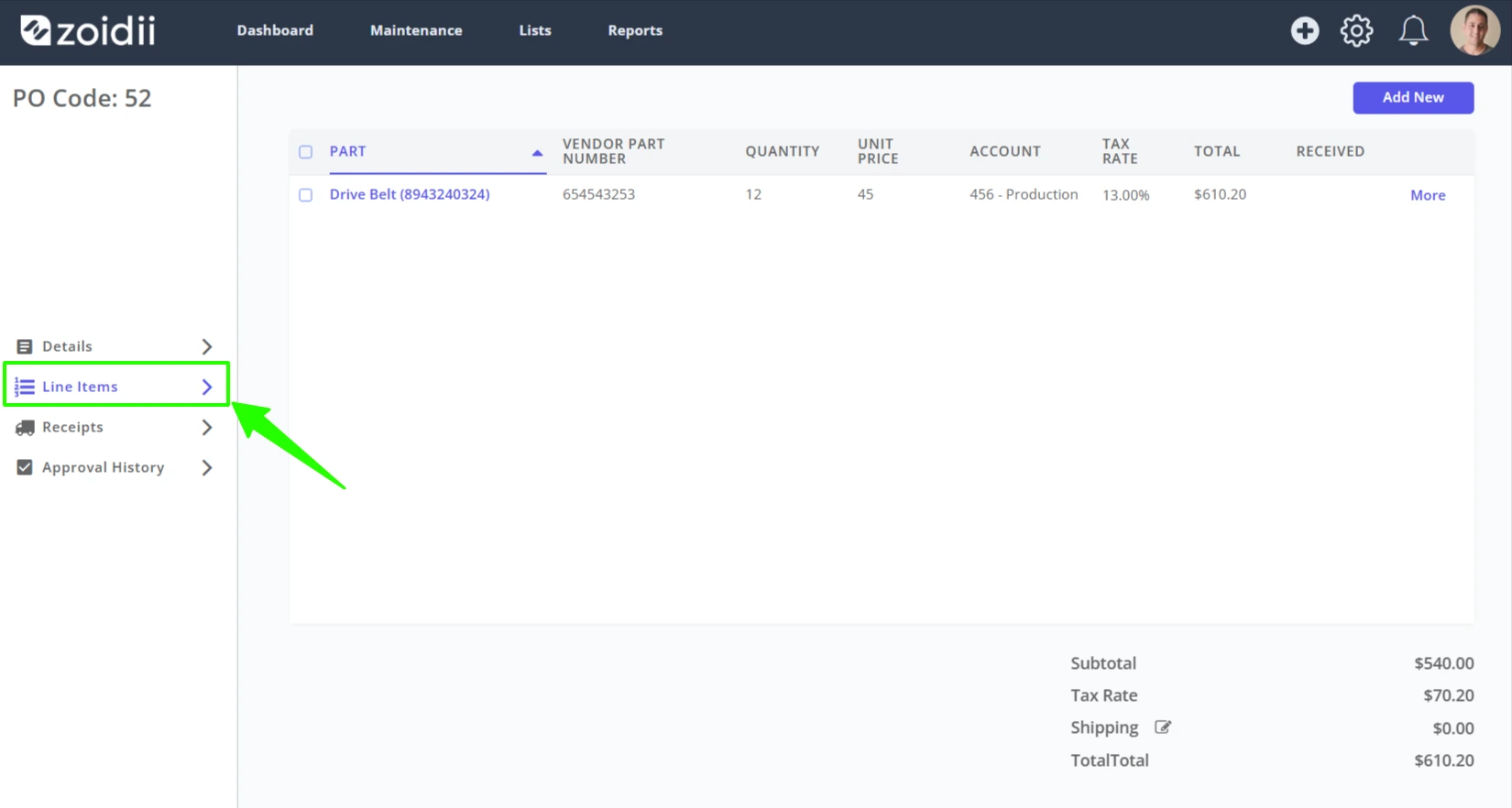 Add Shipping to a Purchase Order - 1