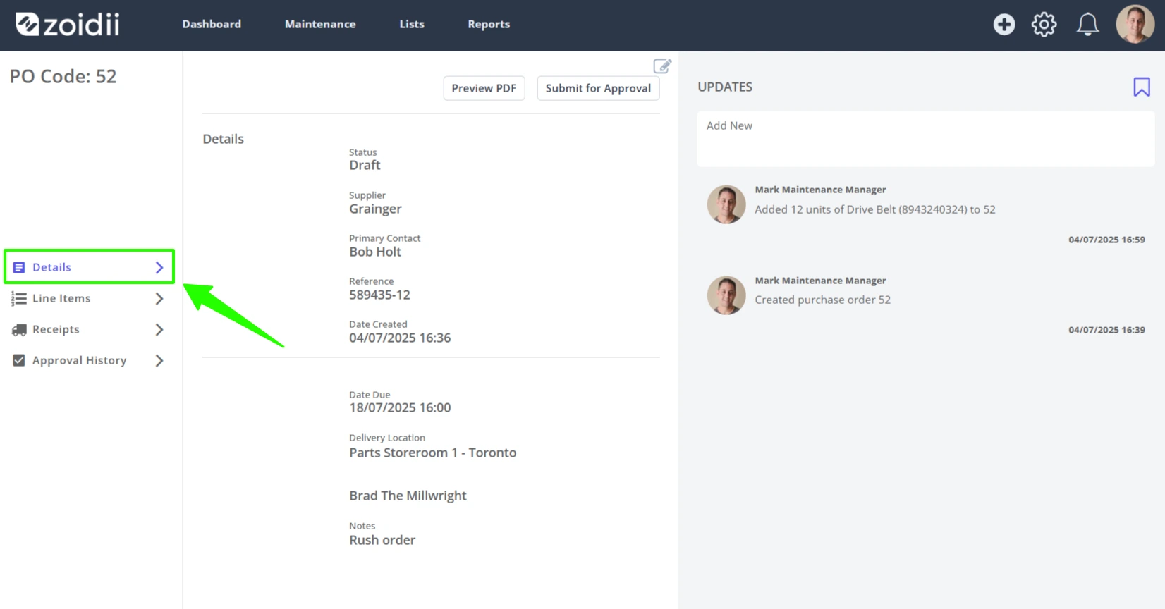 Submit a Purchase Order for Approval - 1