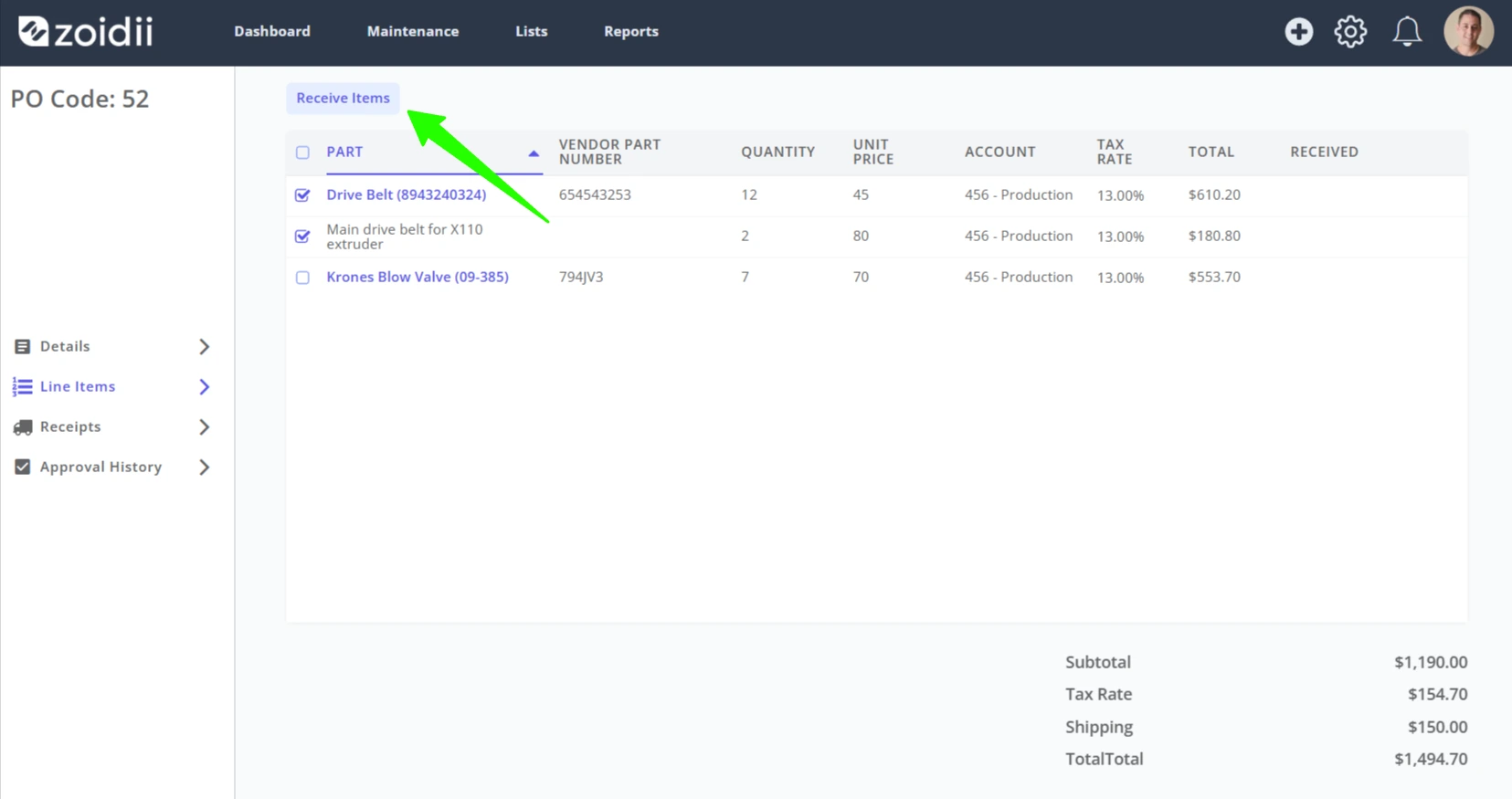 Receive Goods against a Purchase Order - 3