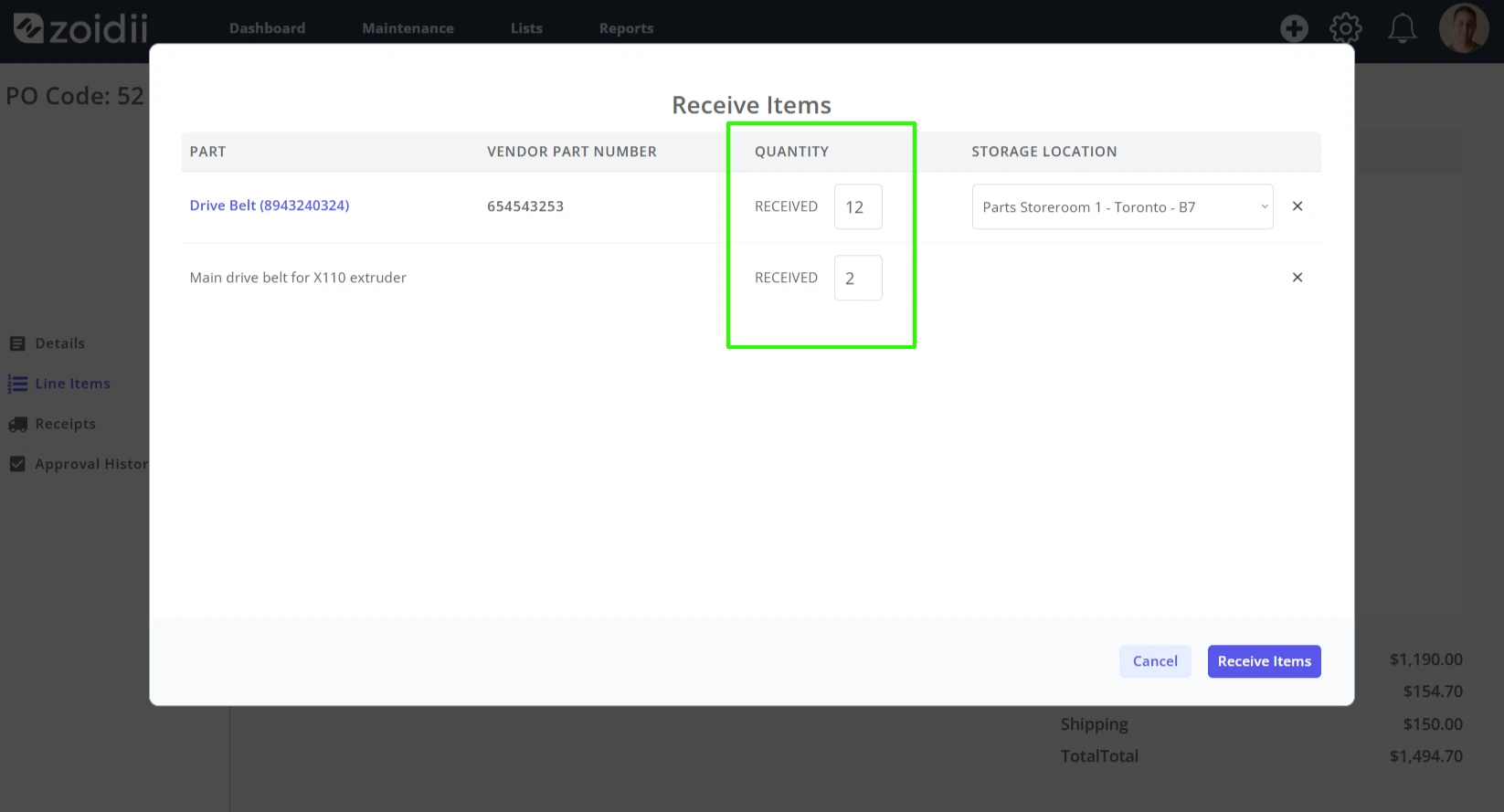 Receive Goods against a Purchase Order - 5