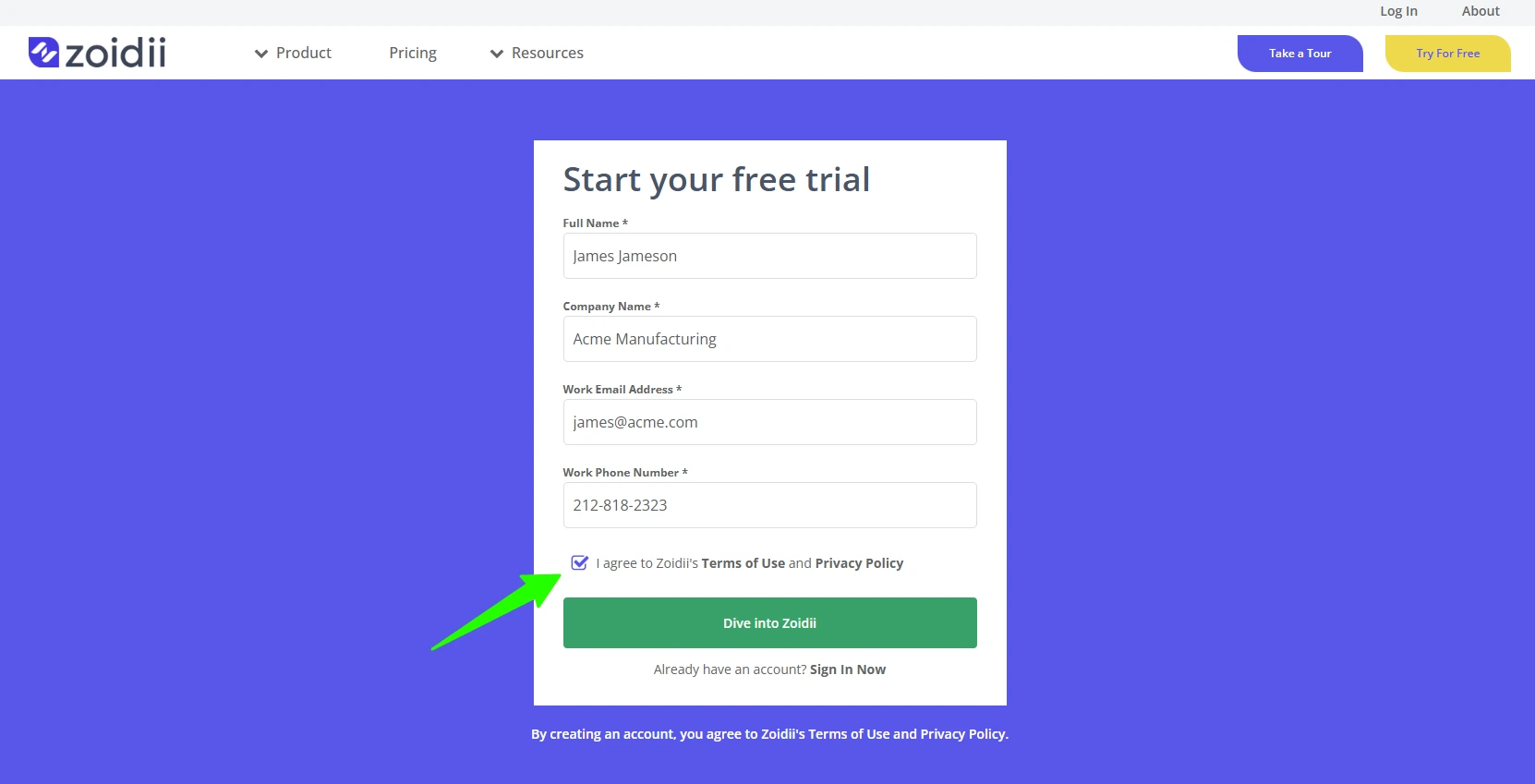 Sign Up for Zoidii - 2