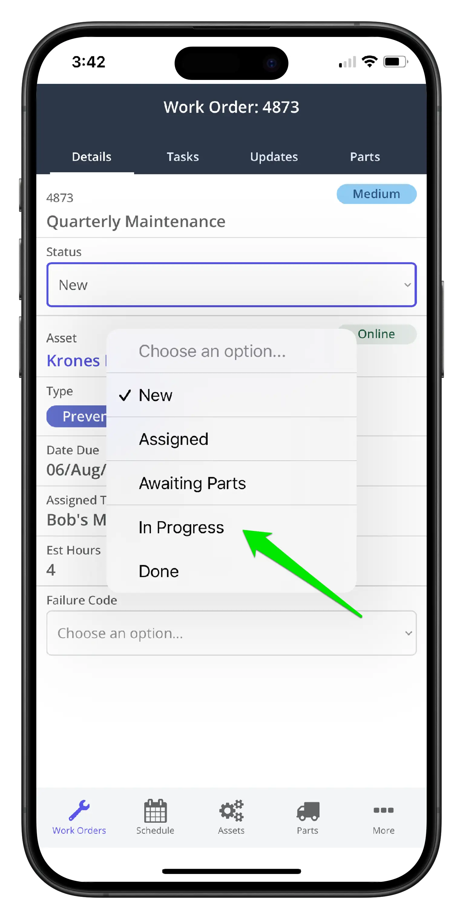 Start Processing a Work Order on Mobile - 4