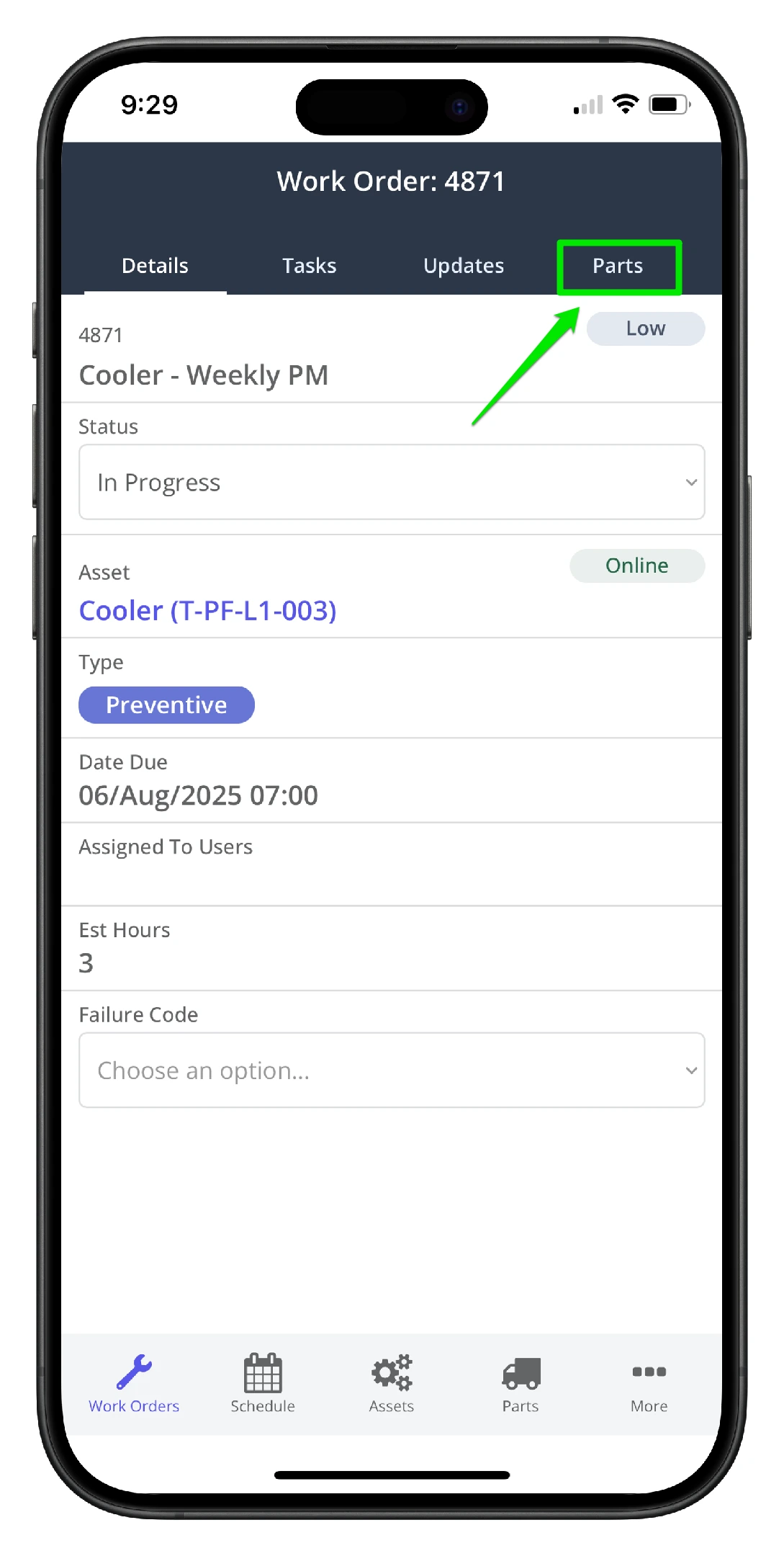 Add a Part to a Work Order on Mobile - 1