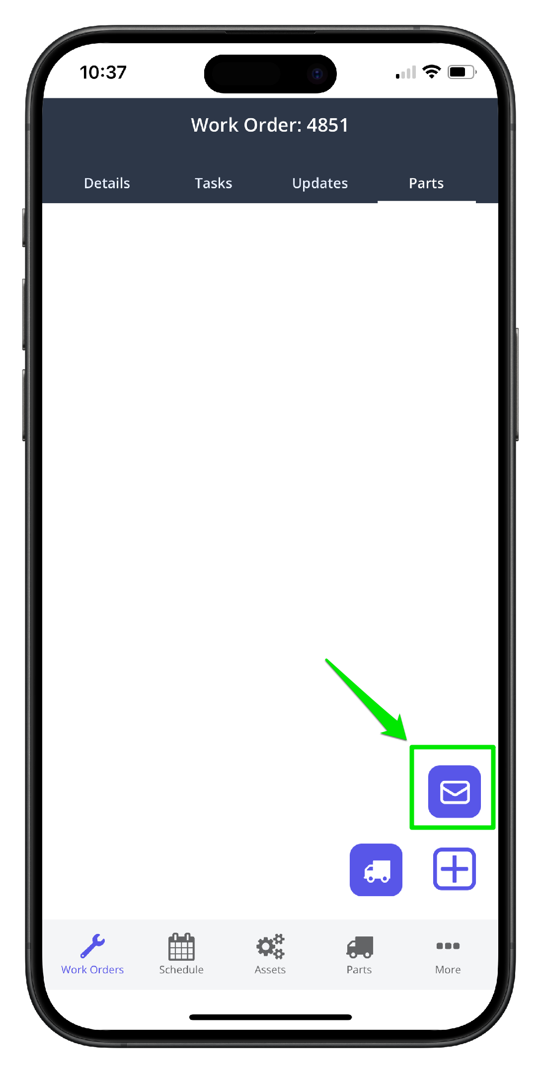 Create a parts room request on mobile - 3