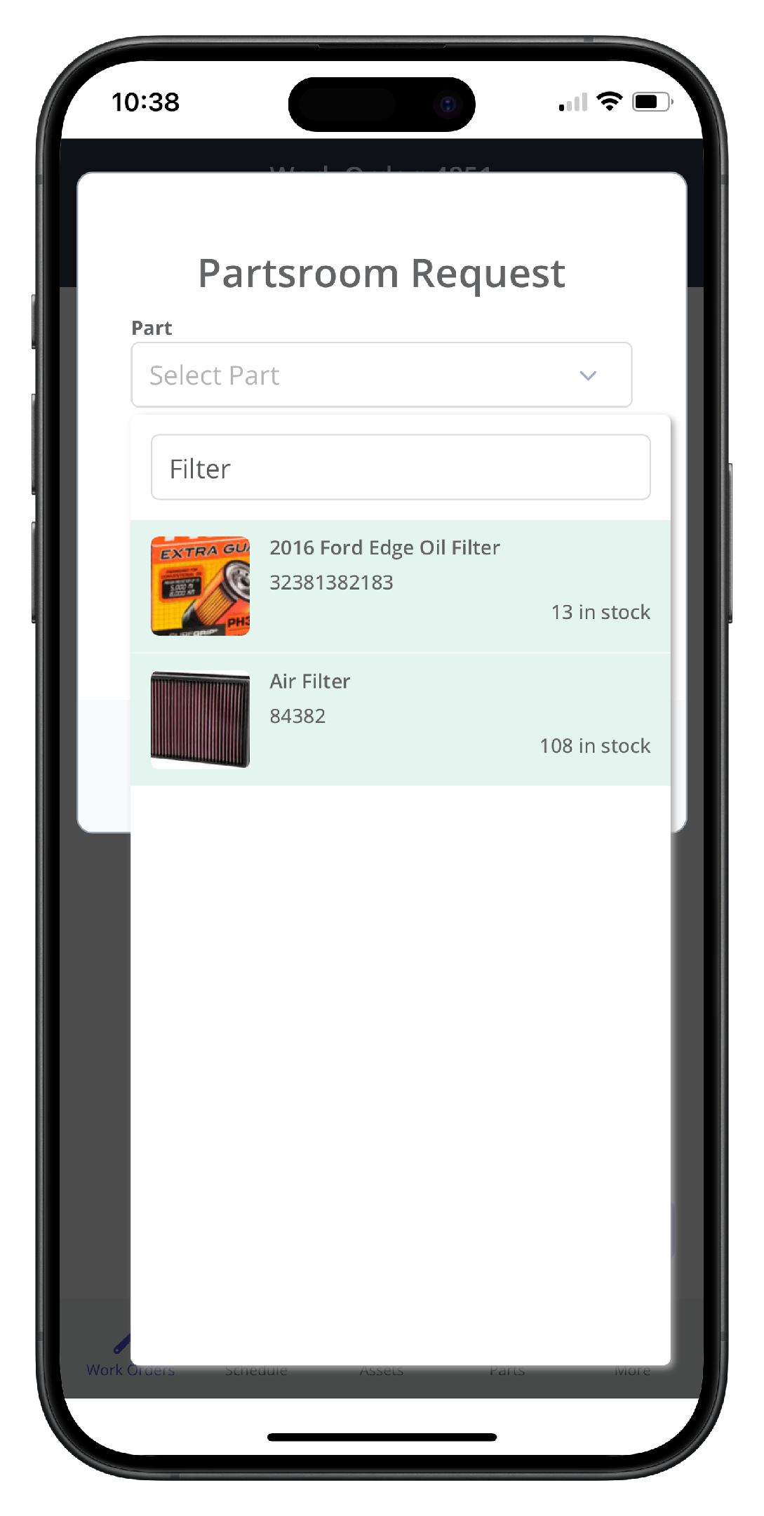 Create a parts room request on mobile - 4