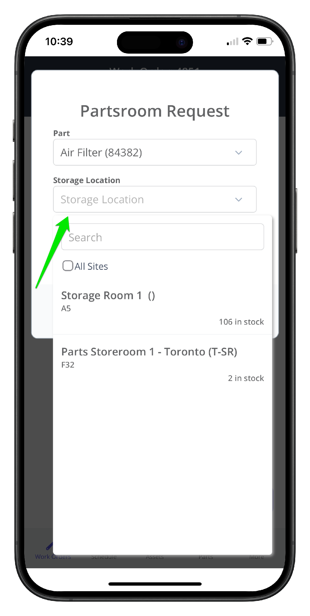 Create a parts room request on mobile - 5