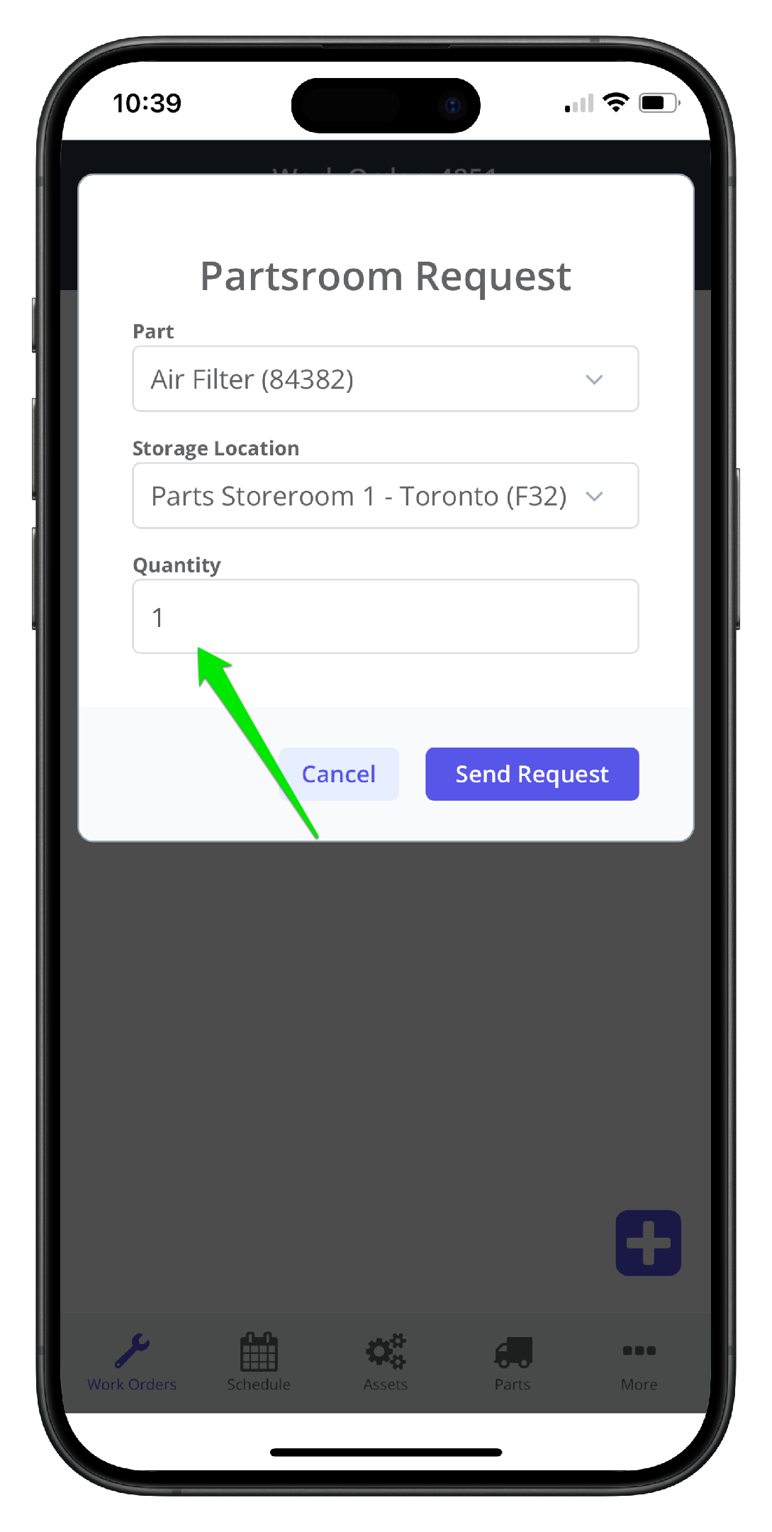 Create a parts room request on mobile - 6