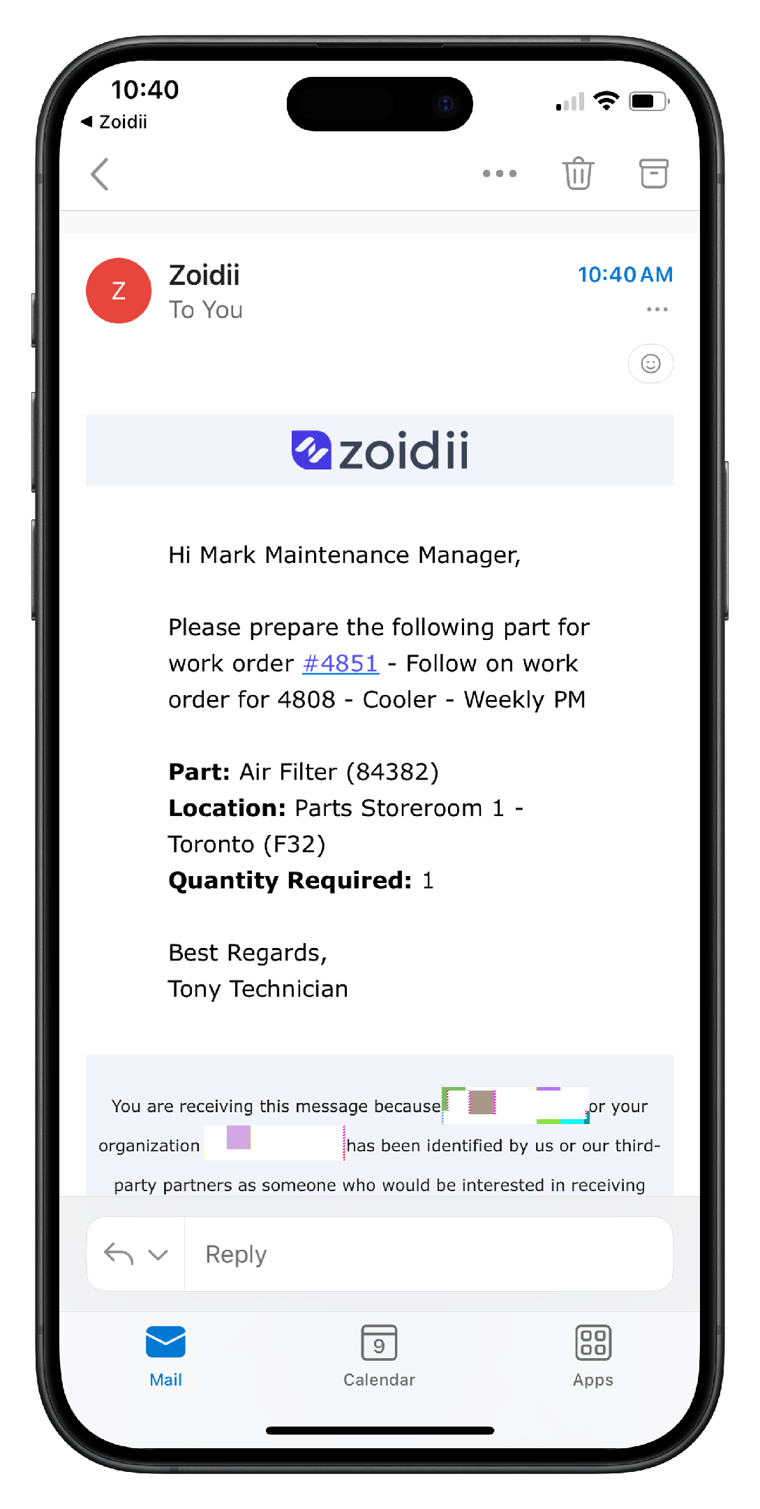 Create a parts room request on mobile - 8
