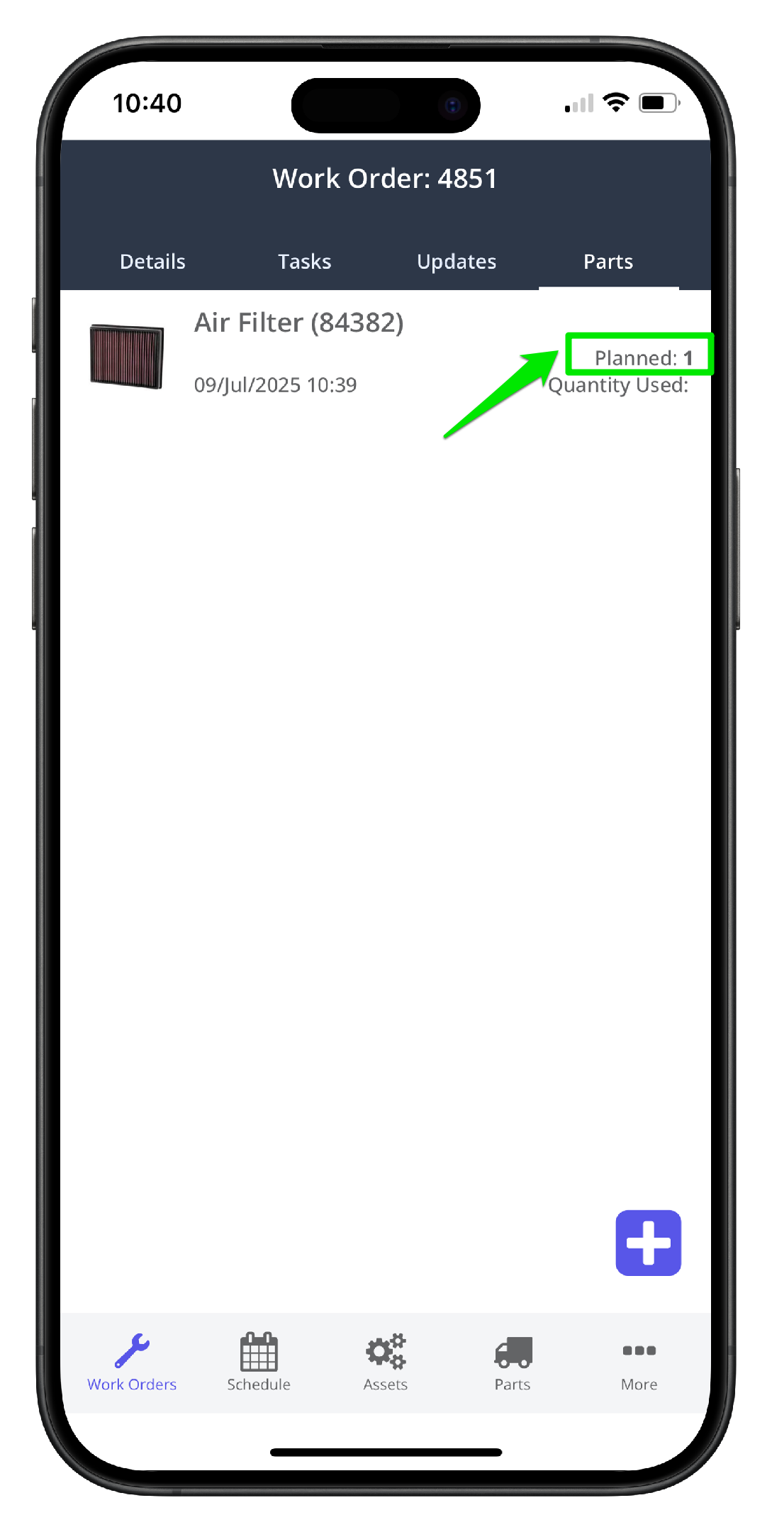 Create a parts room request on mobile - 9